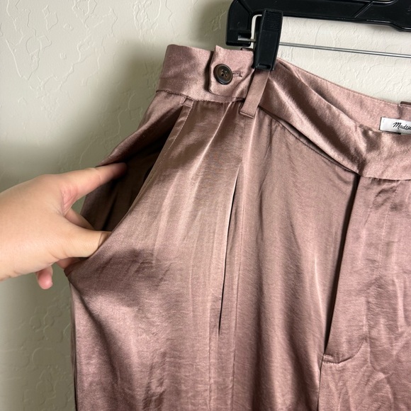 Madewell The Harlow Wide-Leg Pant in Satin Iced Mocha Brown 14 NWT NO380 - Picture 8 of 16